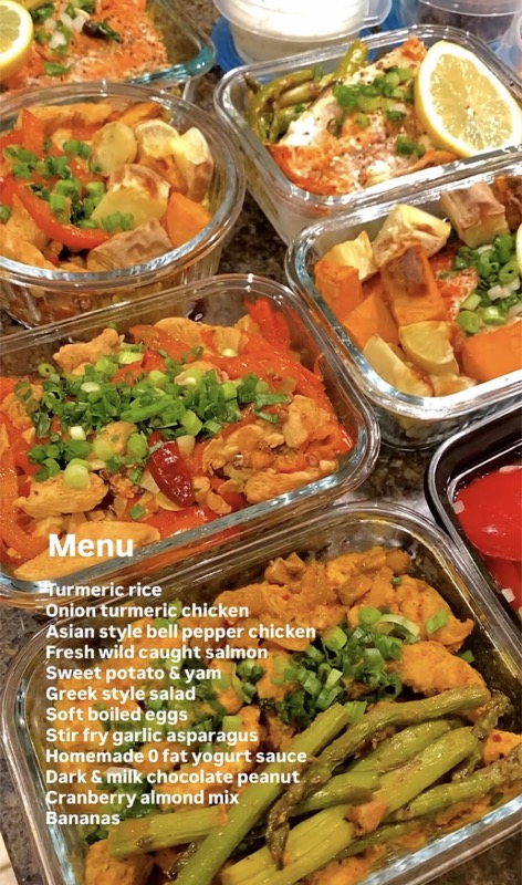 Turmeric chicken meal prep with full menu
